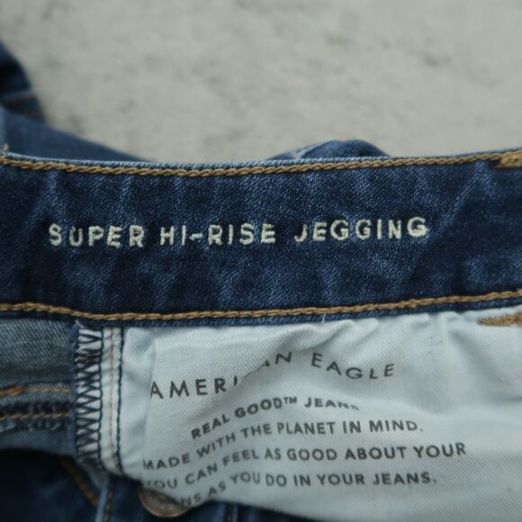 American Eagle Jeans Women's Size 8R Blue Super High-Rise Jegging 28" Inseam - Picture 10 of 16